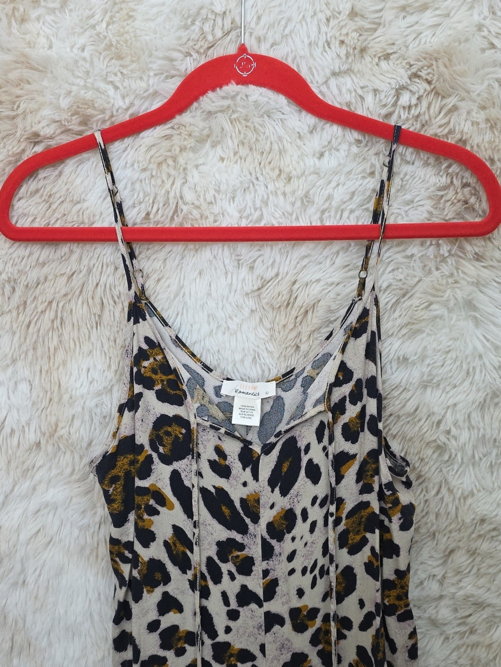Urban Romantics Leopard Print Midi Slip Dress Rayon Size Large - Picture 2 of 9